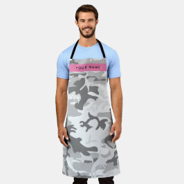 Winter Snow Gray Camouflage Ihr Name personalisier Schürze