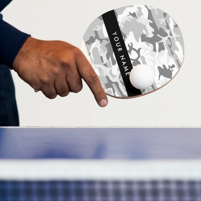 Winter Snow Gray Camouflage Ihr Name personalisier Tischtennis Schläger (InSitu)