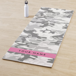 Winter Snow Gray Camouflage Ihr Name personalisier Yogamatte