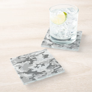Winter Snow Gray Camouflage, Militär, Armee Glasuntersetzer