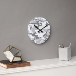 Winter Snow Gray Camouflage, Militär, Armee Runde Wanduhr