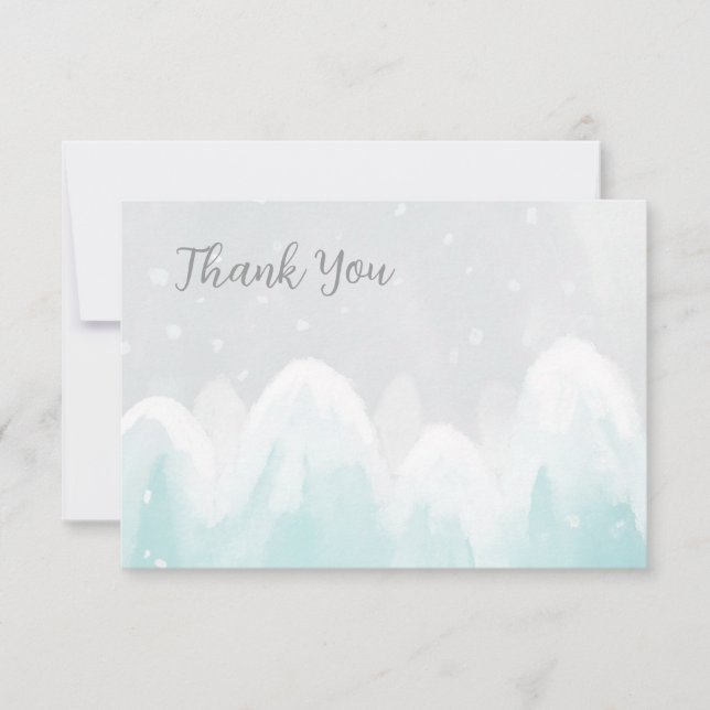 WInter Snow Light Blue Baby Dusche Danke Karte (Vorderseite)