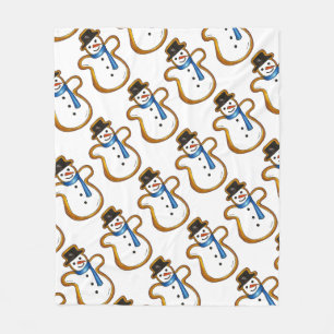 Winter Snow Man Snowman Weihnachten Hanukkah Holid Fleecedecke