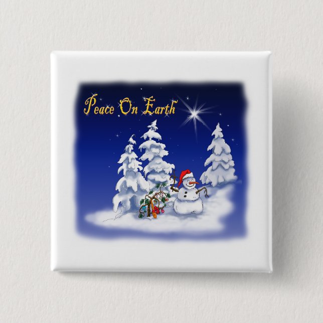 Winter Snow Man Weltfrieden Button (Vorderseite)