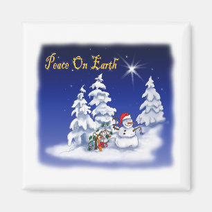 Winter Snow Man Weltfrieden Magnet