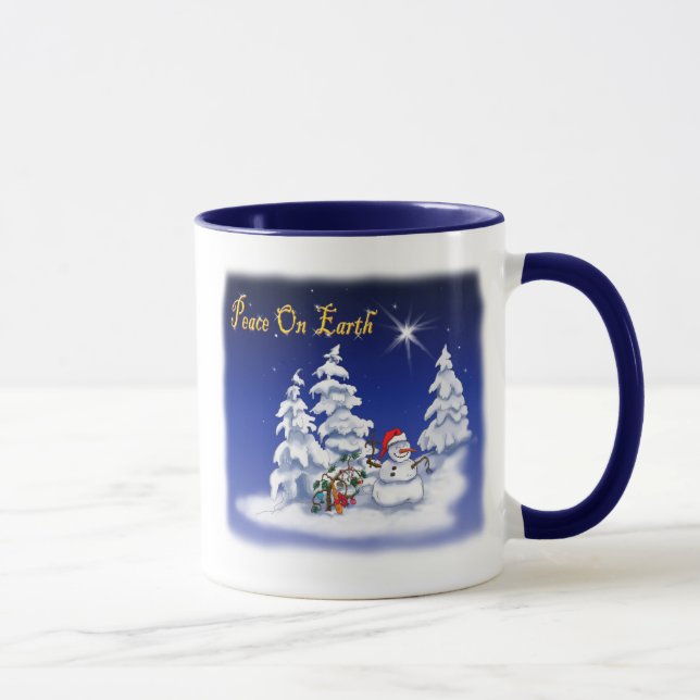Winter Snow Man Weltfrieden Tasse (Rechts)