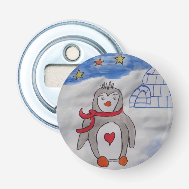 Winter Snow Penguin Flaschenöffner (Vorderseite)