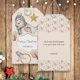 Winter Snow Spargel Watercolor Golden Geschenkanhänger