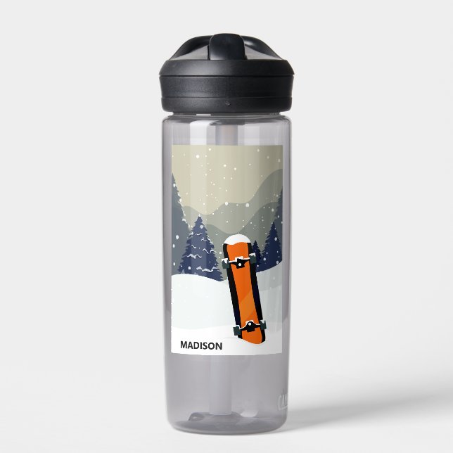 Winter Snowboard individuelle Name Trinkflasche (Vorderseite)