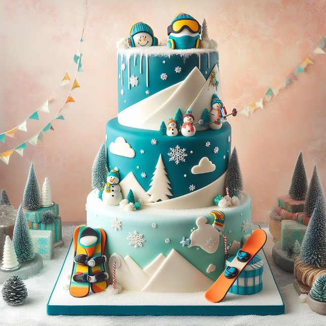 WINTER SNOWBOARDING THEMA KINDERGEBURTSTAG CAKE KARTE (Von Creator hochgeladen)