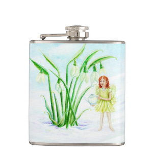 Winter Snowdrop Fairy Magic Flachmann