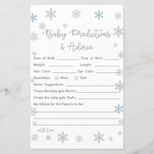 Winter Snowflake Baby Shower Game PRINTIERT