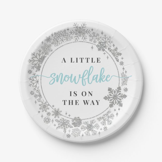 Winter Snowflake Baby Shower Paper Tellers Boy Pappteller (Vorderseite)