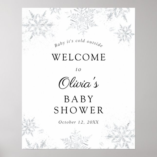Winter Snowflake Babydusche Begrüßungszeichen Poster (Vorne)