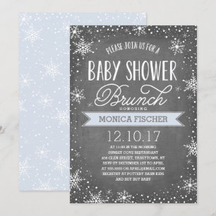 Winter Snowflake Babydusche Brunch Halbpension Einladung