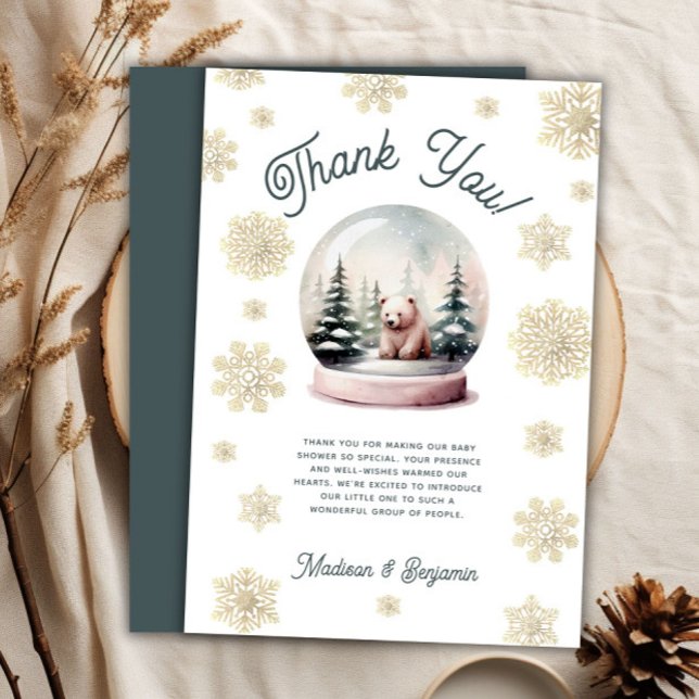 Winter Snowflake Babydusche Danke Karte (Winter Snowflake Baby Shower Thank You Card)