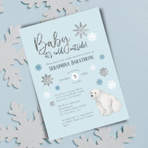 Winter Snowflake Blue Polar Bear Baby Dusche