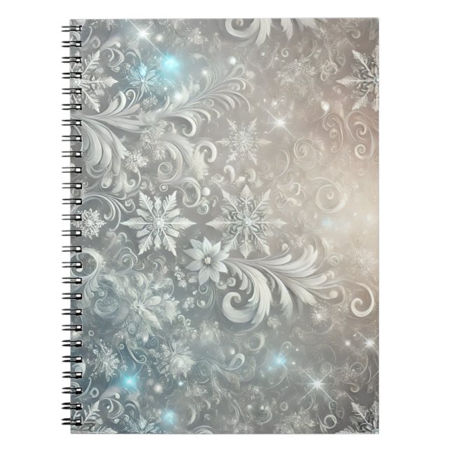 Winter Snowflake Fantasy Icy Silver Enchanted  Notizblock (Vorderseite)