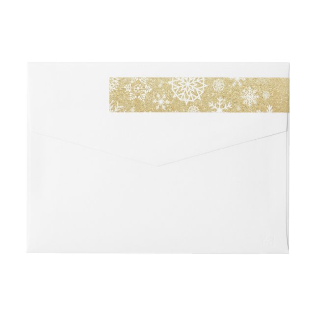 Winter Snowflake Gold Glitter Black Monogram Label (Rückseite)