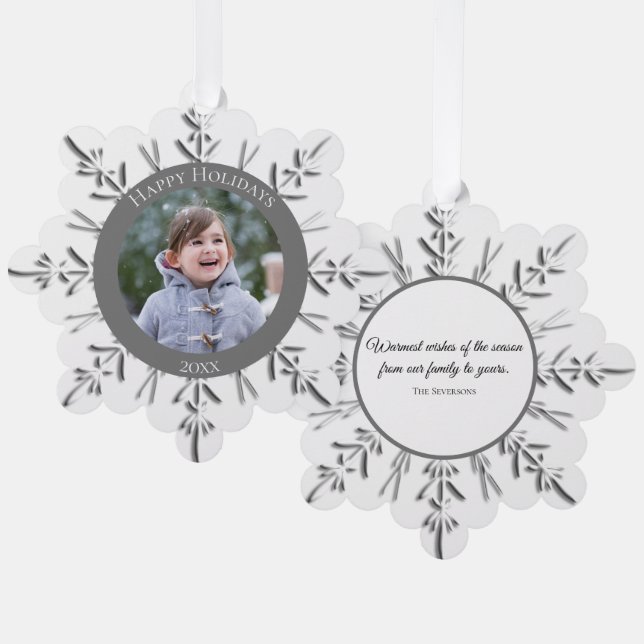 Winter Snowflake Happy Holidays beendet Ornament Karte (Vorderseite/Rückseite)