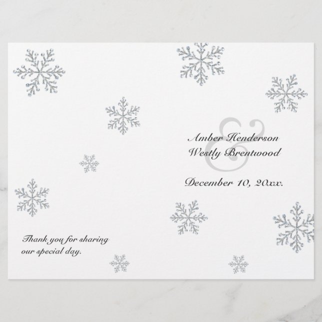 Winter-Snowflake-Hochzeitsprogramm (Vorderseite)