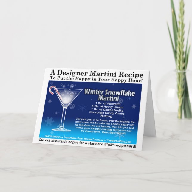 WINTER SNOWFLAKE MARTINI REZIPE GREETKARTE FEIERTAGSKARTE (Vorderseite)