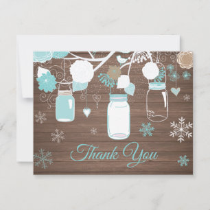 Winter Snowflake Mason Jar Aqua Danke Karte