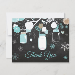 Winter Snowflake Mason Jar Aqua Danke Karte