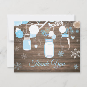 Winter Snowflake Mason Jar Blue Danke Karte