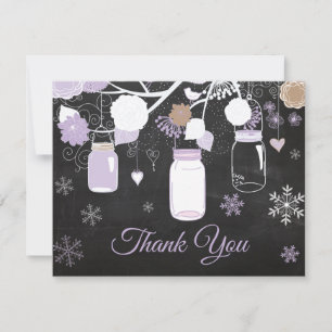 Winter Snowflake Mason Jar Lila Danke Karte