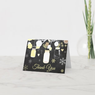 Winter Snowflake Mason Jar Yellow Chalkboard Dankeskarte
