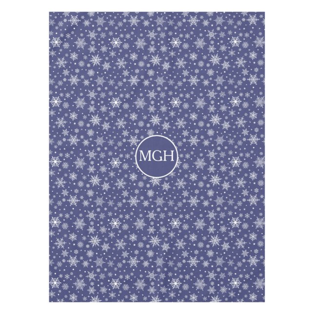 Winter Snowflake Monogram Tablecloth Tischdecke (Vorderseite)