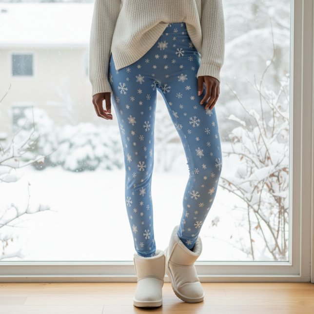 Winter Snowflake Muster Licht Weihnachten Leggings (Winter Snowflake Pattern Light Blue Christmas Leggings
)