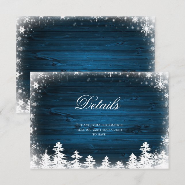 Winter Snowflake Rustique Détails Carte Insertion (Devant / Derrière)