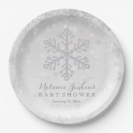 Winter Snowflake Silver Baby Shower Paper Plates Pappteller