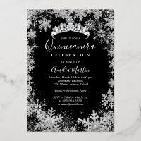 Winter Snowflake Silver Black Quinceanera