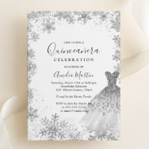 Winter Snowflake Silver Quinceanera Folieneinladung