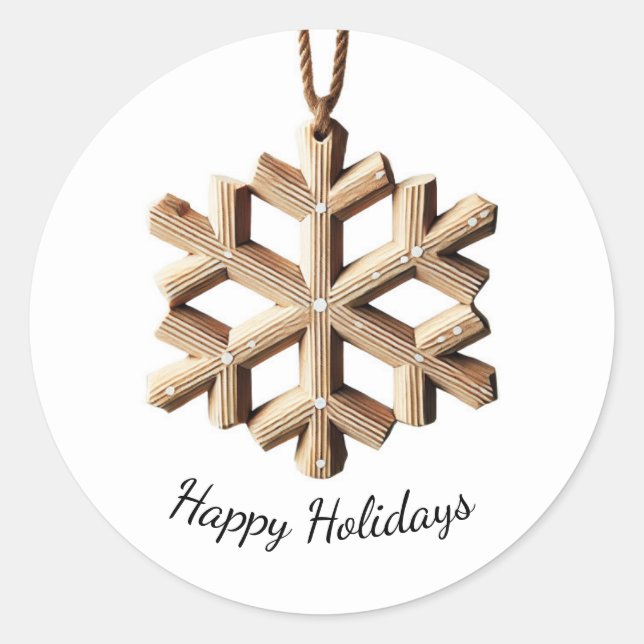 Winter Snowflake Skandinavien Minimaler Urlaub Runder Aufkleber (Vorderseite)