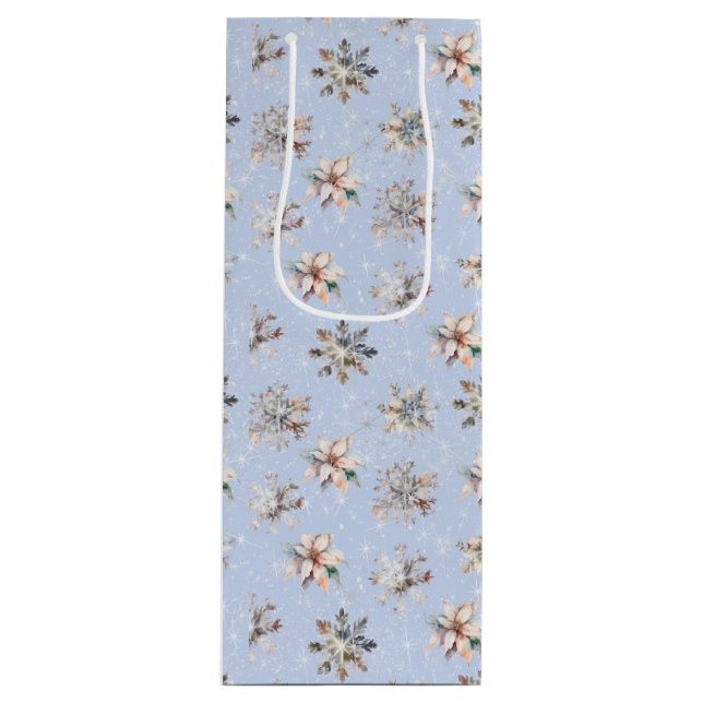 Winter Snowflakes and Sparkles Gift Bag Geschenktüte Für Weinflaschen (Vorderseite)