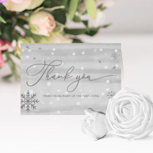 Winter Snowflakes Gray Baby Dusche Danke