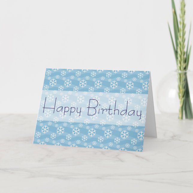 Winter Snowflakes Happy Birthday Card Karte (Vorderseite)