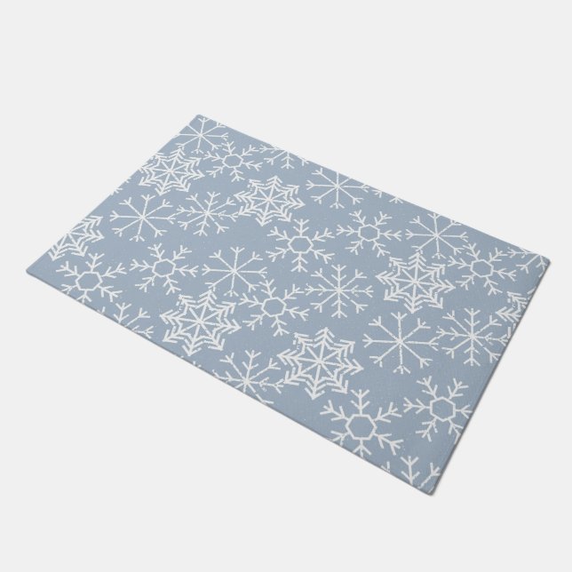 Winter SNOWFLAKES nahtloses Muster + Ihre Ideen Fußmatte (Schrägansicht)