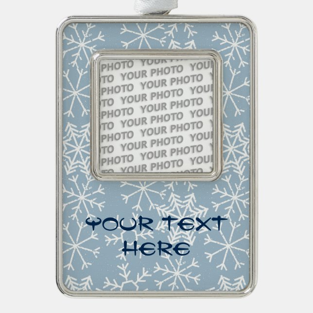 Winter SNOWFLAKES nahtloses Muster + Ihre Ideen Rahmen-Ornament Silber (Vorderseite)