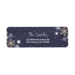 Winter Snowflakes Rücksendeadresse Etikett Gold Si