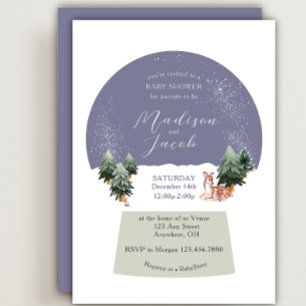 Winter Snowglobe White Baby Dusche Einladung