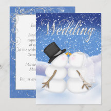 Winter Snowman Bride & Groom Einladung
