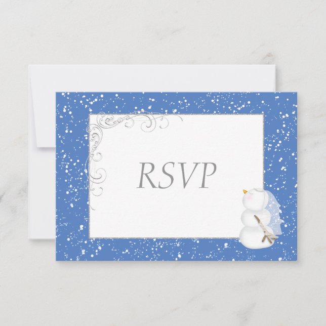 Winter Snowman Bride & Groom Wedding RSVP (Vorderseite)