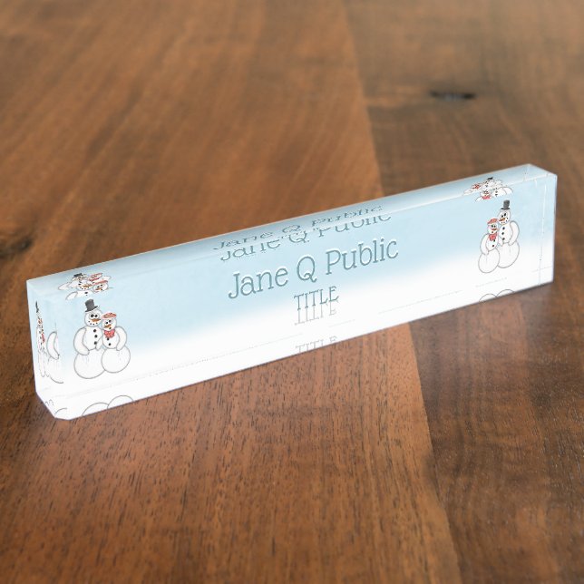 Winter Snowman Couple Namensplakette (Seite)