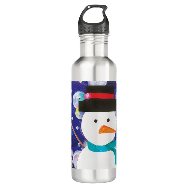 Winter Snowman Edelstahlflasche (Vorderseite)