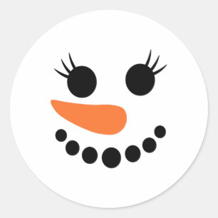 Winter Snowman Face Eyelashes Weihnachtsfeiertage  Runder Aufkleber